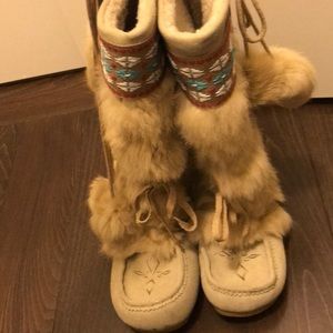 Rabbit fur boots